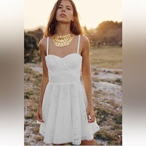 Zara openwork embroidered white dress